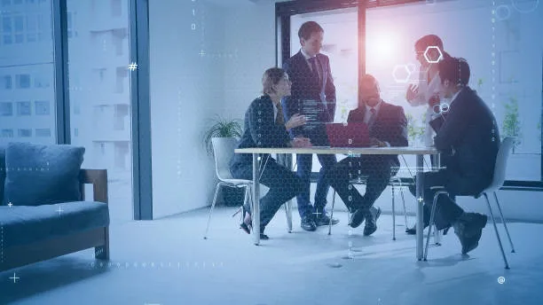 corporate coworkers at table