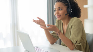 a person working in a BPO call center