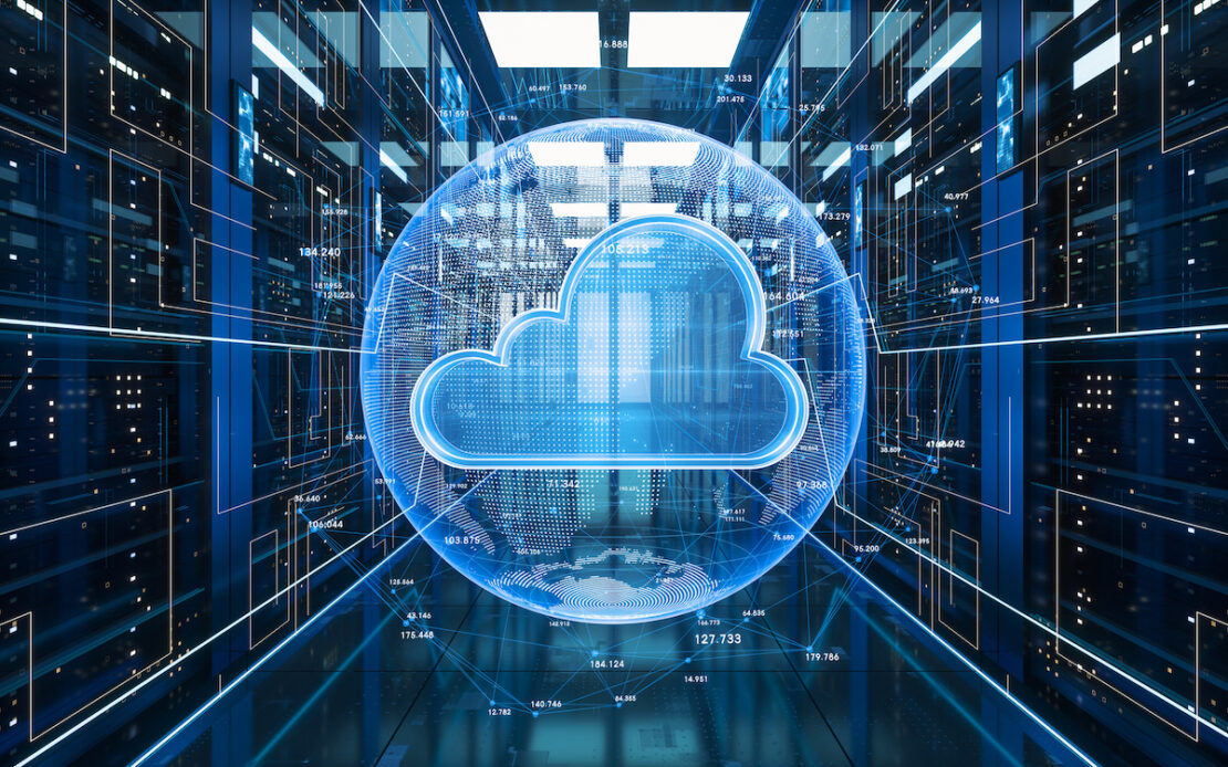 an illustration of a data center representing a cloud-based call center