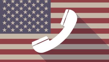 an American flag with a telephone icon overlay - representing a US call center