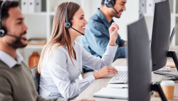 A call center customer service team diligently works towards their customer service goals by creating an excellent customer experience.