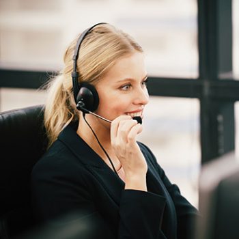 Smiling woman in customer service department
